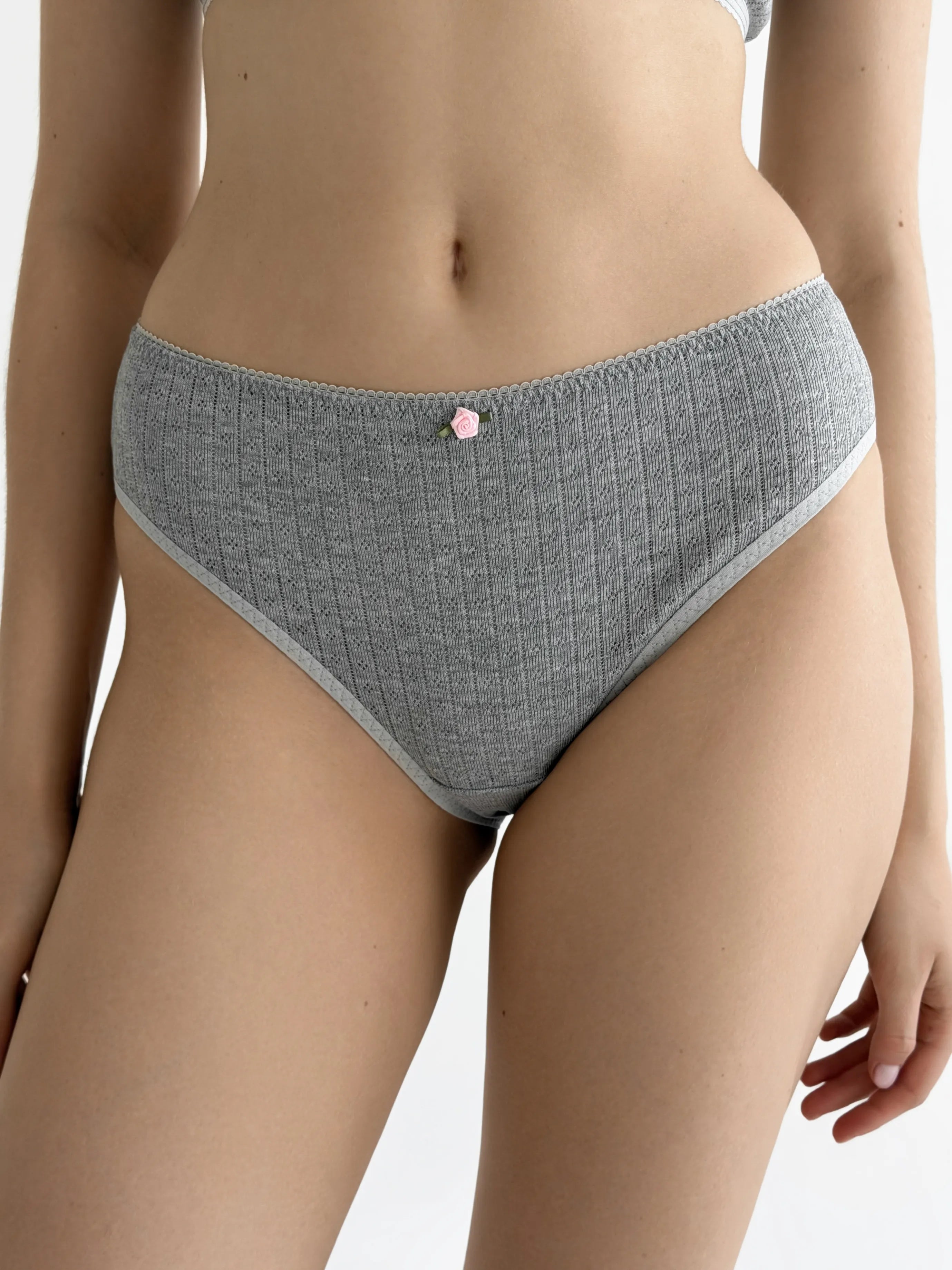Majtki Slip, dzianina prążkowana, antracyt