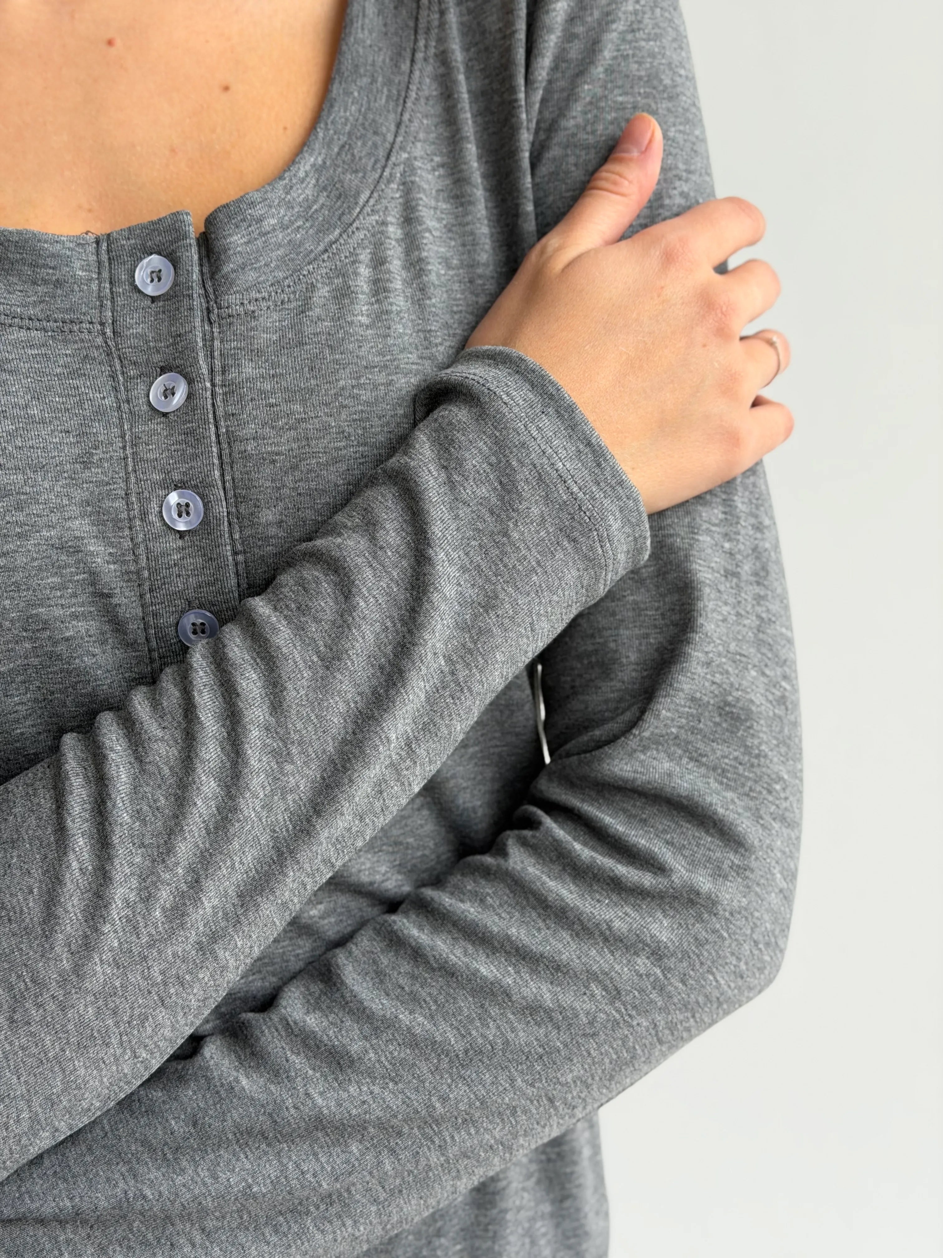 Komplet Soft Touch z dzianiny longsleeve i spodnie, ciemnoszary