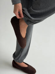 Komplet Soft Touch z dzianiny longsleeve i spodnie typu szarawary, ciemnoszary