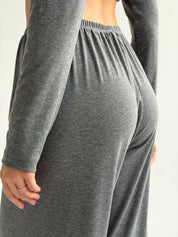 Komplet Soft Touch z dzianiny longsleeve i spodnie, ciemnoszary