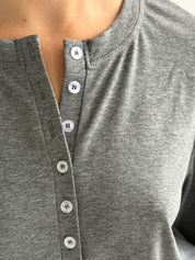 Komplet Soft Touch z dzianiny longsleeve i spodnie typu szarawary, ciemnoszary