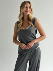 Luźny top Soft Touch z dzianiny, ciemnoszary