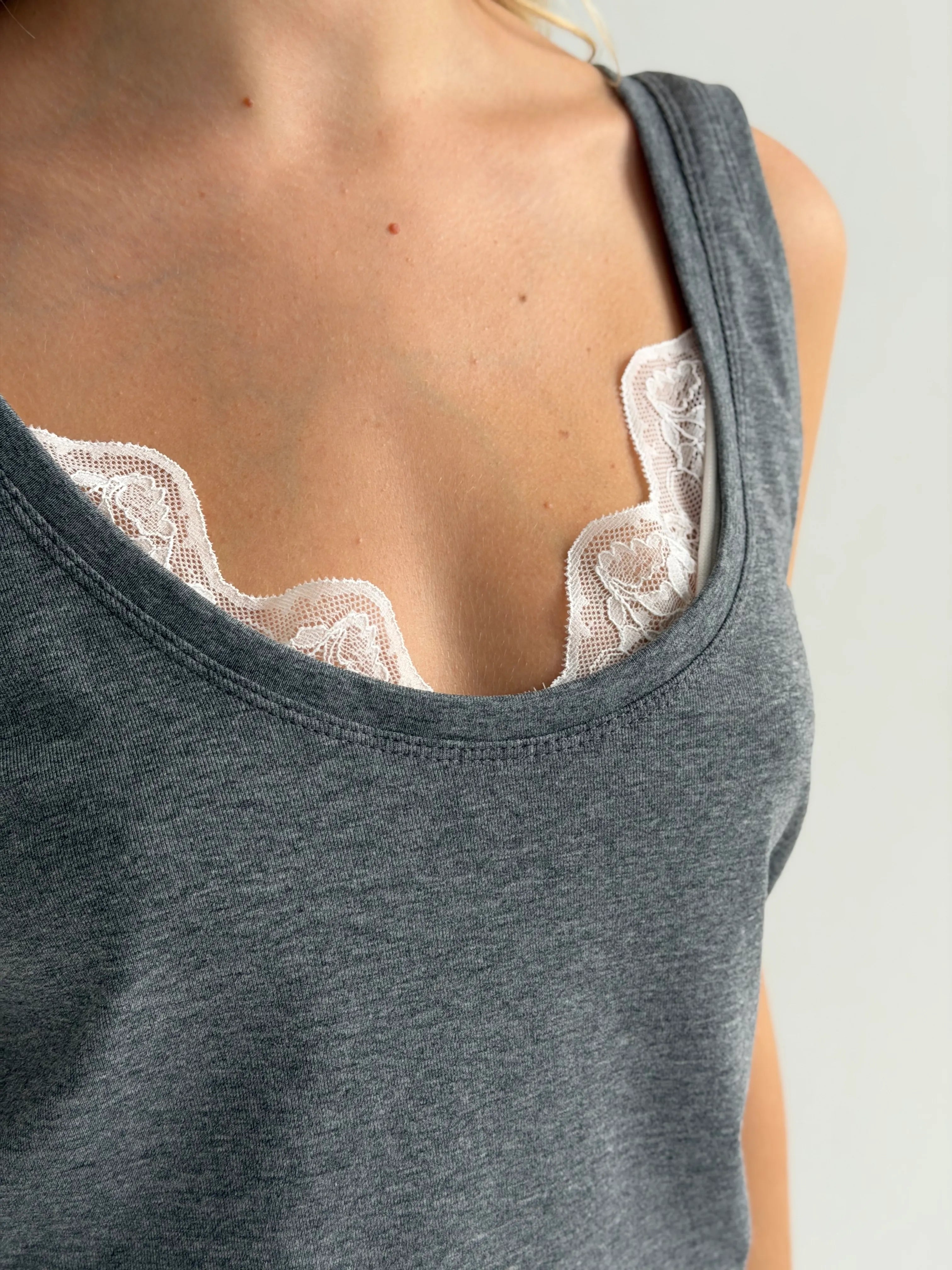 Luźny top Soft Touch z dzianiny, ciemnoszary