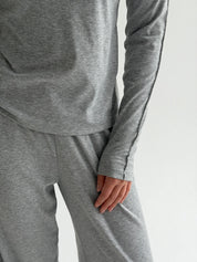 Longsleeve Soft Touch z dzianiny z wysokim kołnierzem, szary