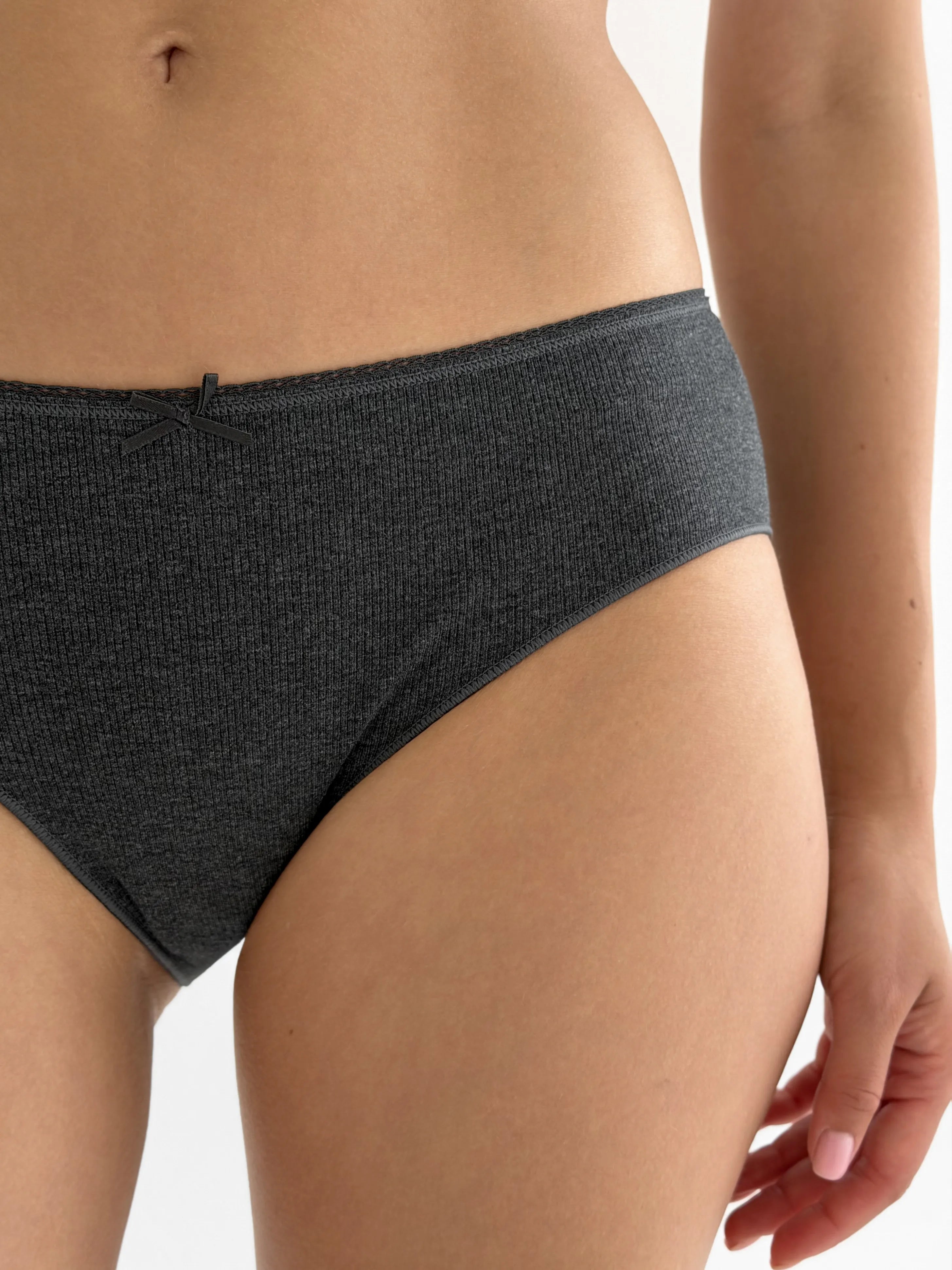 Majtki Slip bawełniane prążkowane, antracytowe