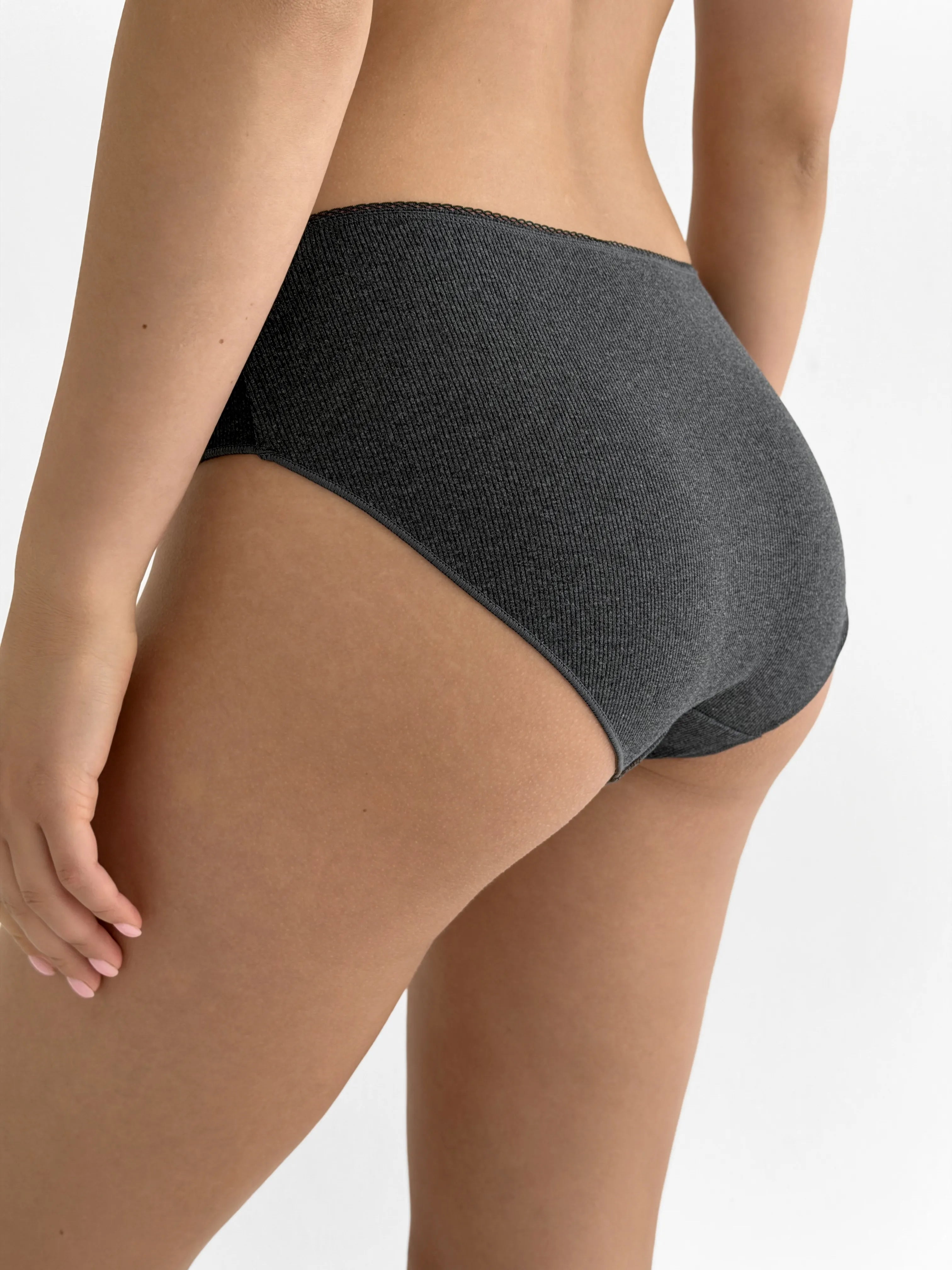 Majtki Slip bawełniane prążkowane, antracytowe