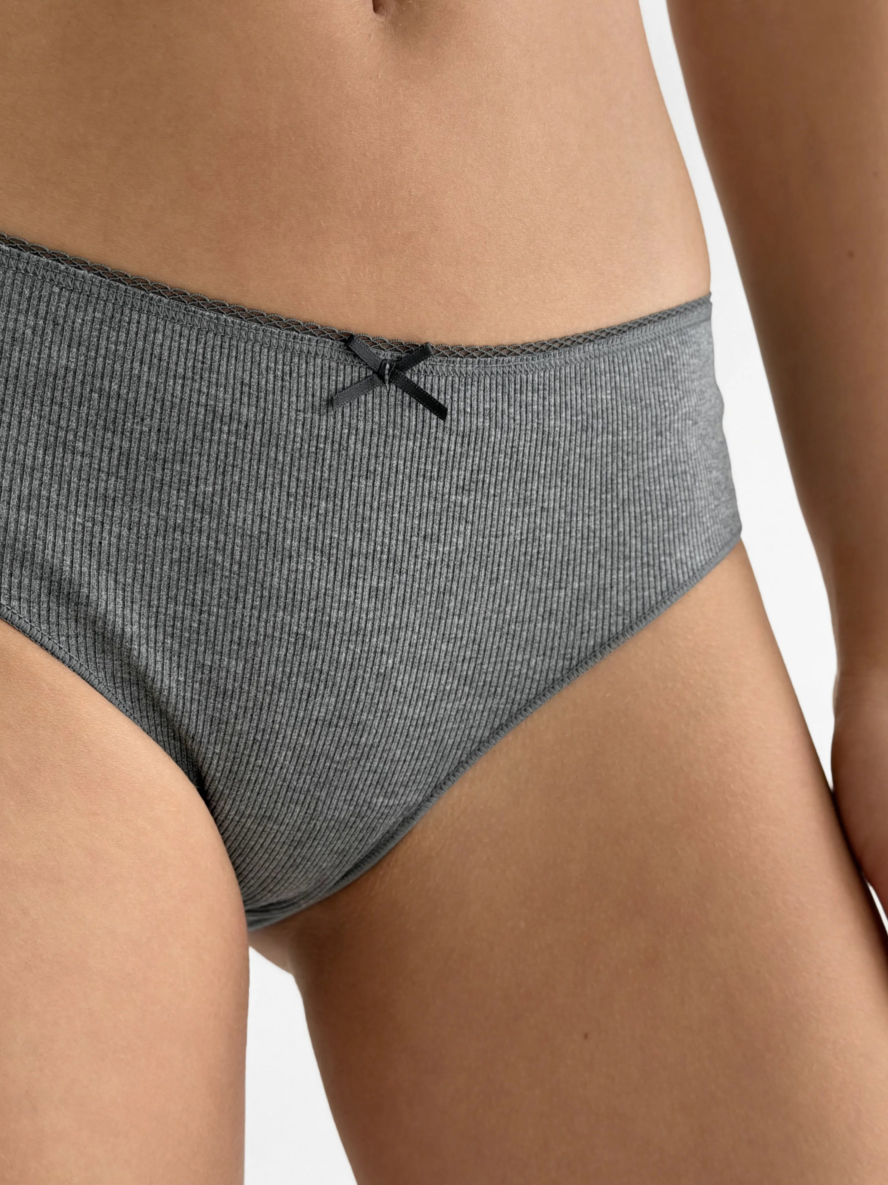 Majtki Slip bawełniane prążkowane, szare