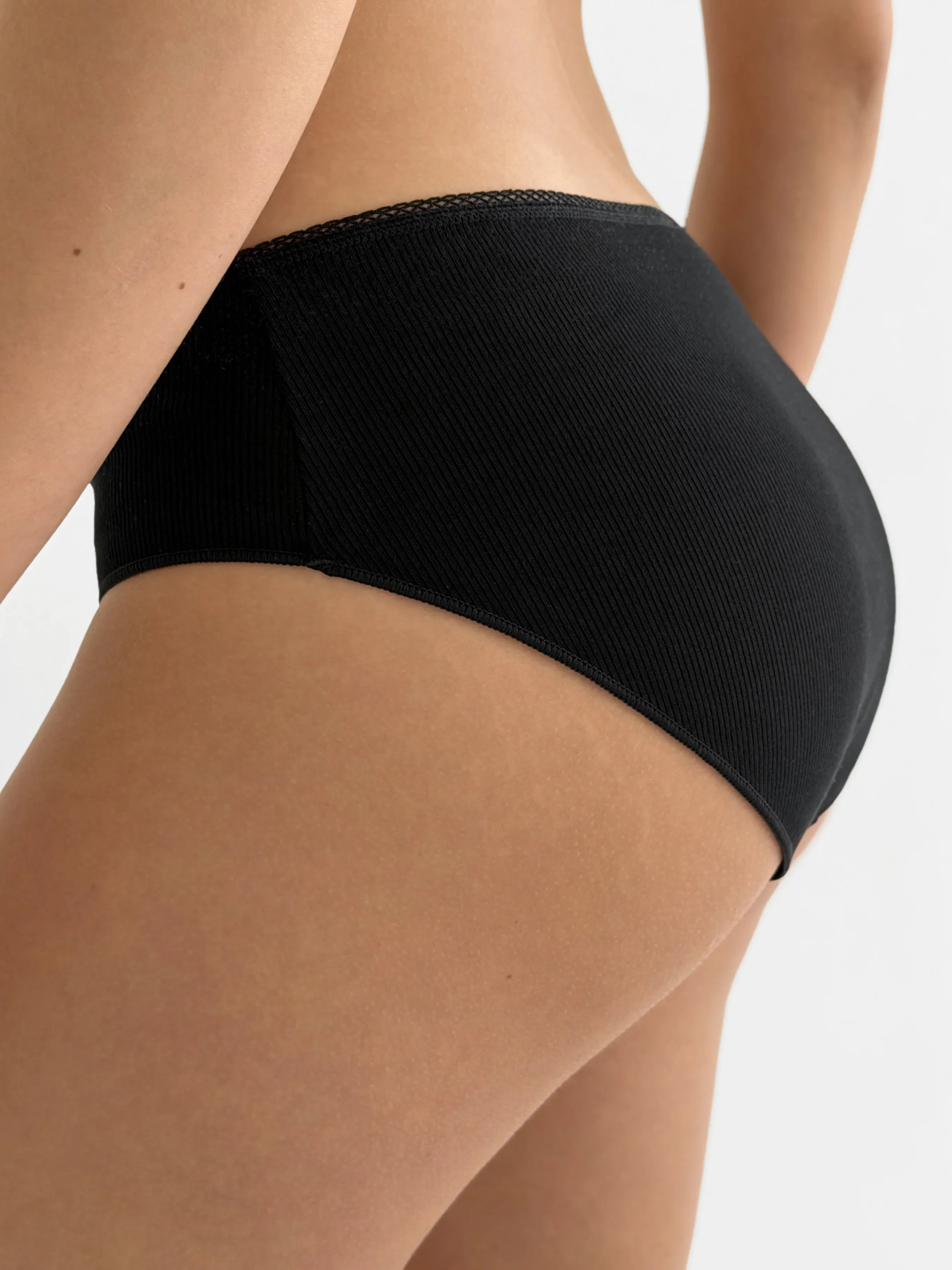 Majtki Slip bawełniane prążkowane, czarne