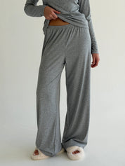 Komplet Soft Touch z dzianiny longsleeve i spodnie, szary