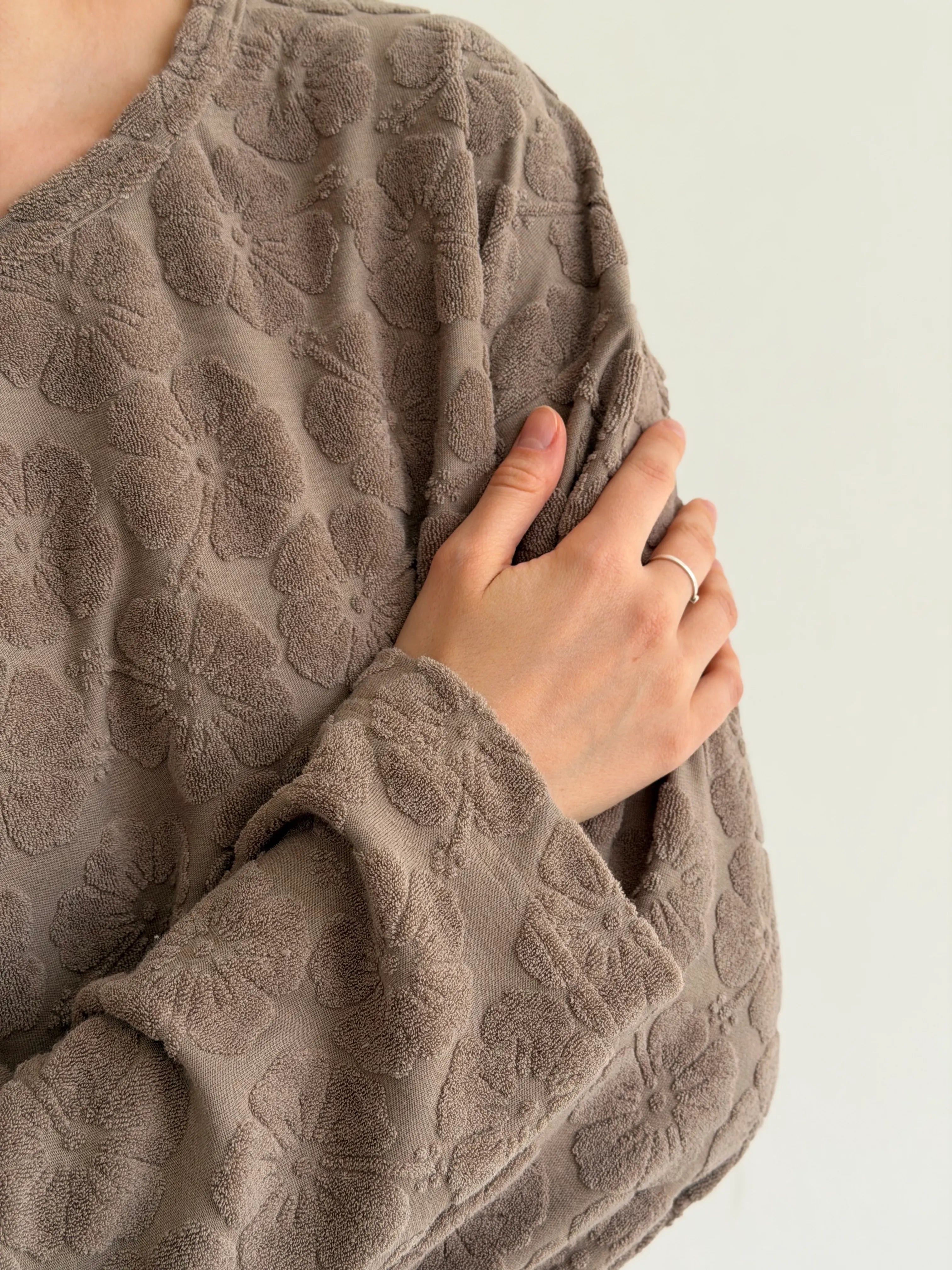 Komplet longsleeve i szorty frotte melanż