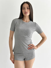 T-shirt z ribany, antracytowy