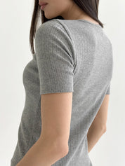 T-shirt z ribany, antracytowy