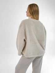 Bluza TEDDY z okantowaniem, z pluszu, mleczna