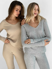 Longsleeve raglan, dzianina waflowa, szary