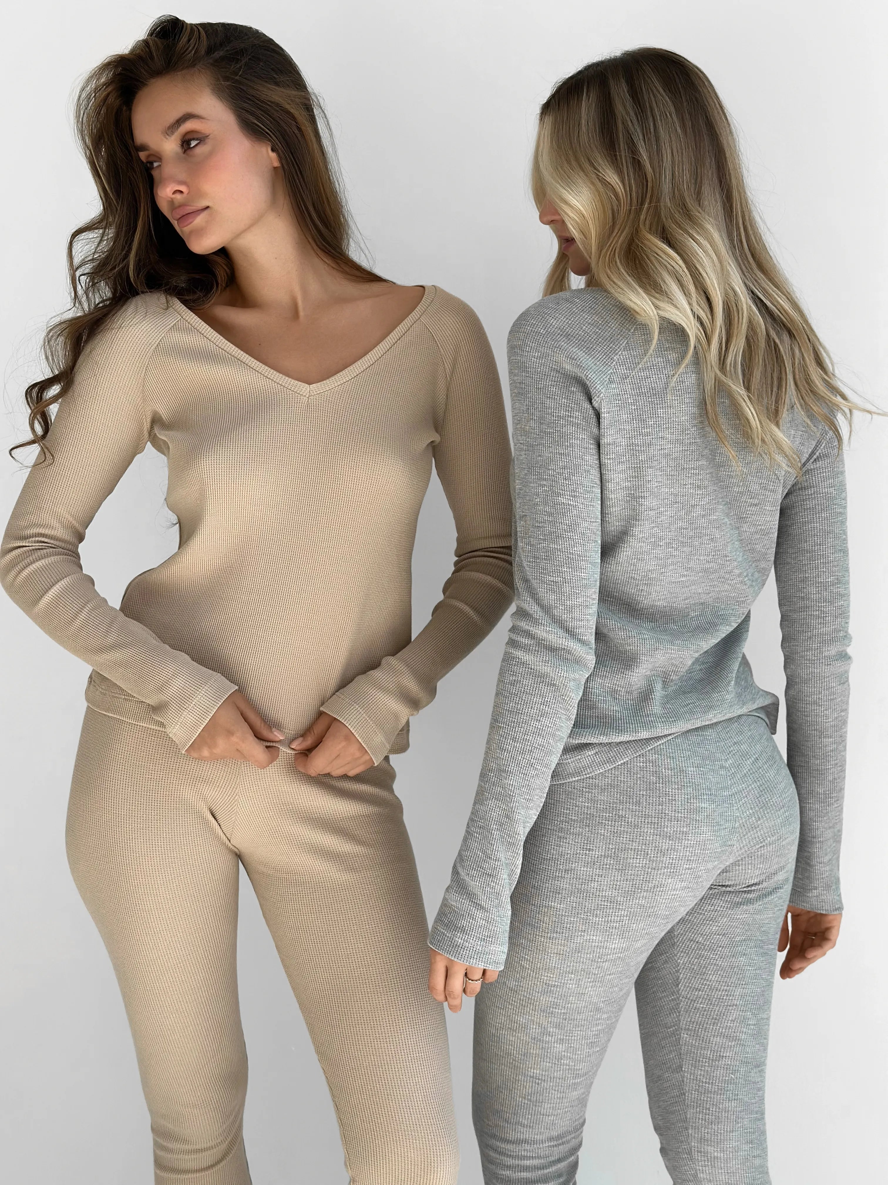 Longsleeve raglan, dzianina waflowa, szary