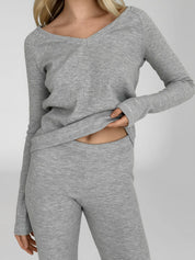 Longsleeve raglan, dzianina waflowa, szary
