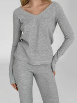 Longsleeve raglan, dzianina waflowa, szary