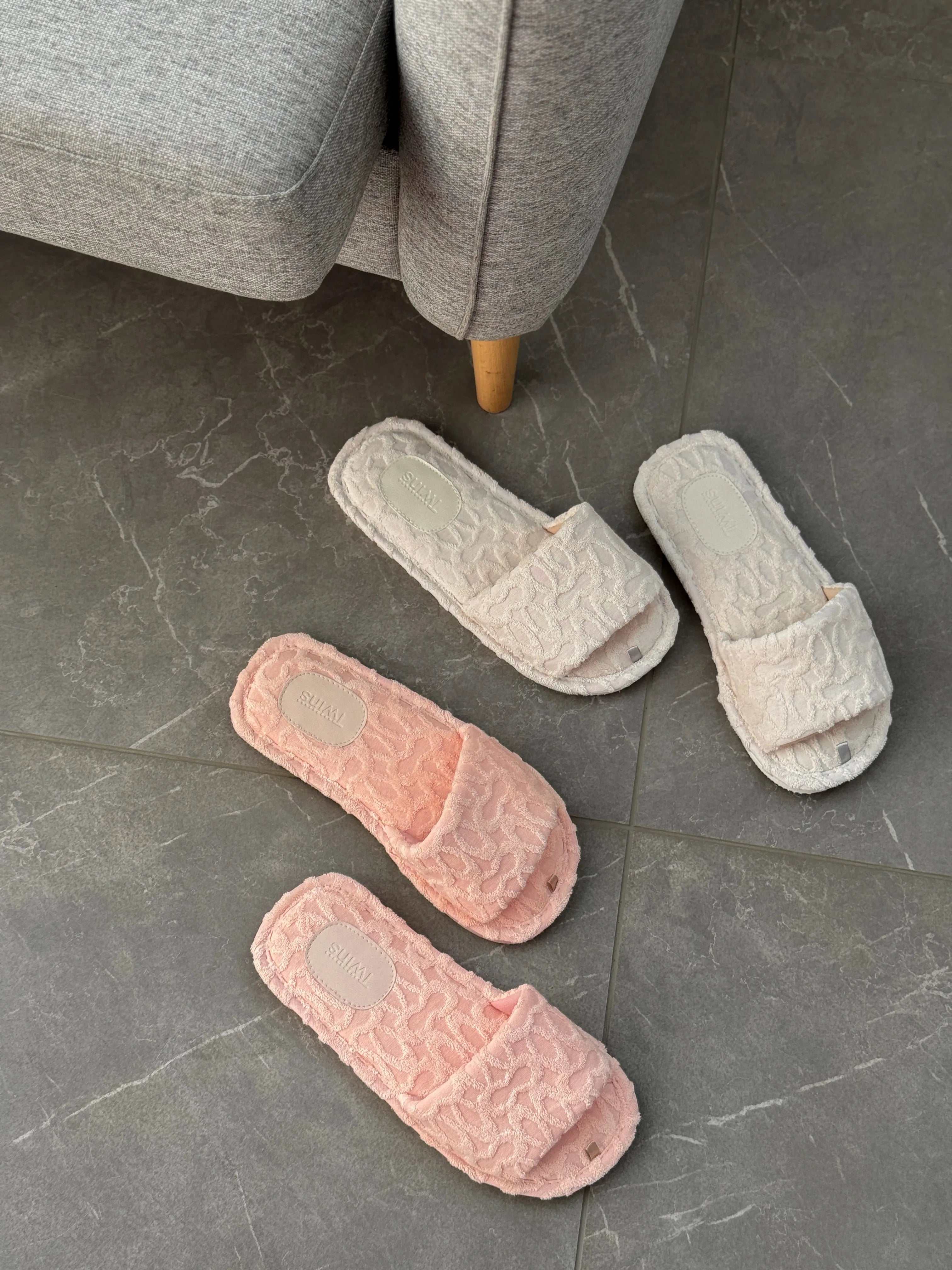 Kapcie damskie HS-VL frotte, brzoskwiniowe