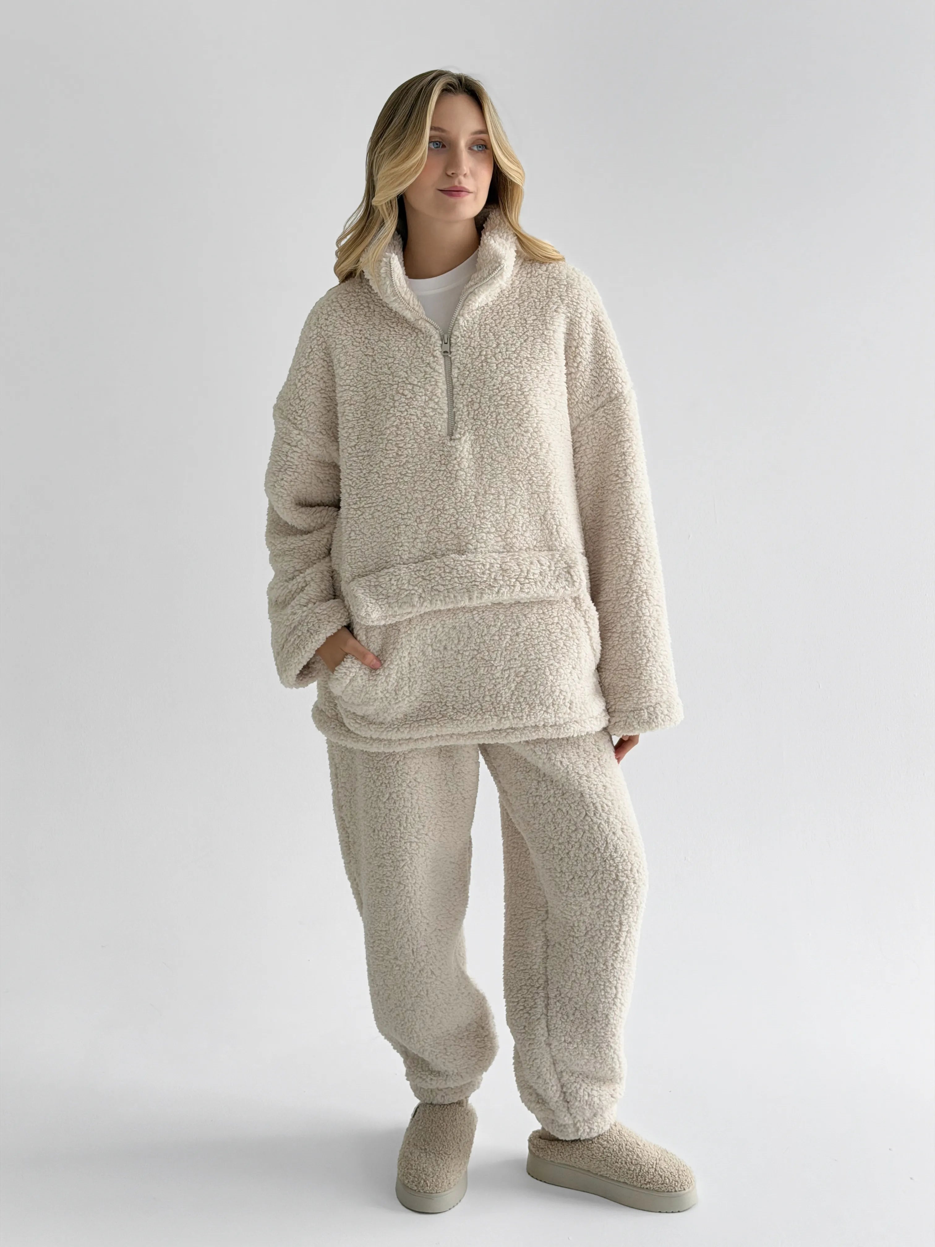 Komplet TEDDY CHMURKA anorak i spodnie, mleczny