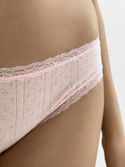 Majtki Slip basic z koronką, białe