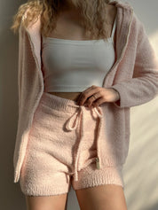 Bluza Soft na zamek, z dzianiny puszystej, pudrowa