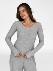 Longsleeve raglan, dzianina waflowa, szary