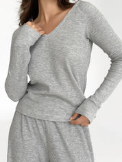 Longsleeve raglan, dzianina waflowa, szary