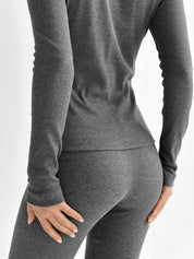 Koszulka longsleeve, dzianina prążkowana, antracytowa