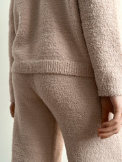 Spodnie Soft dziane, pudrowe