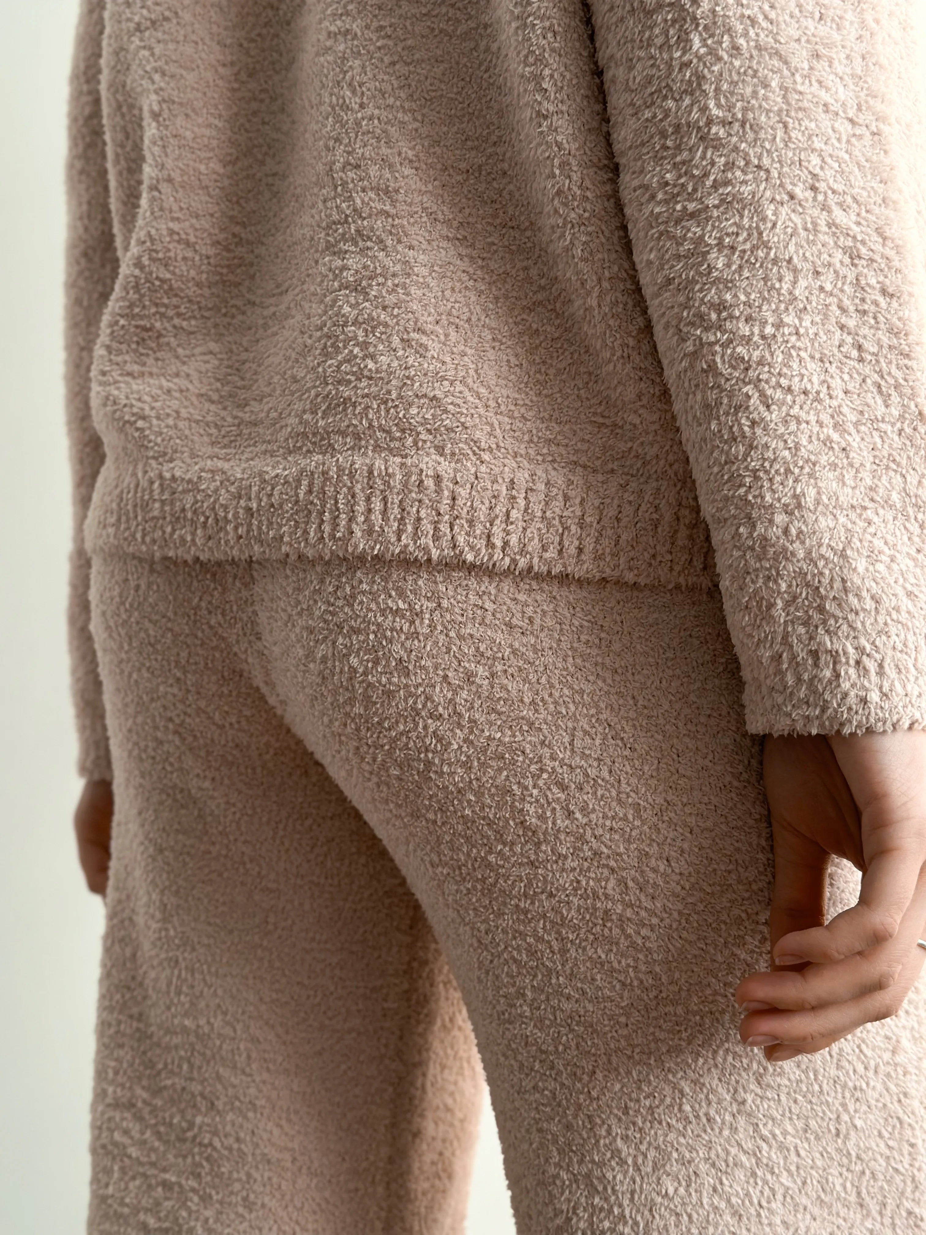 Spodnie Soft dziane, pudrowe