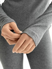 Koszulka longsleeve, dzianina prążkowana, antracytowa