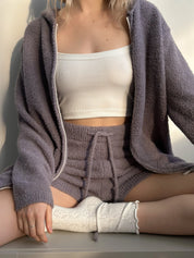 Bluza Soft na zamek, dzianina puszysta, grafitowa