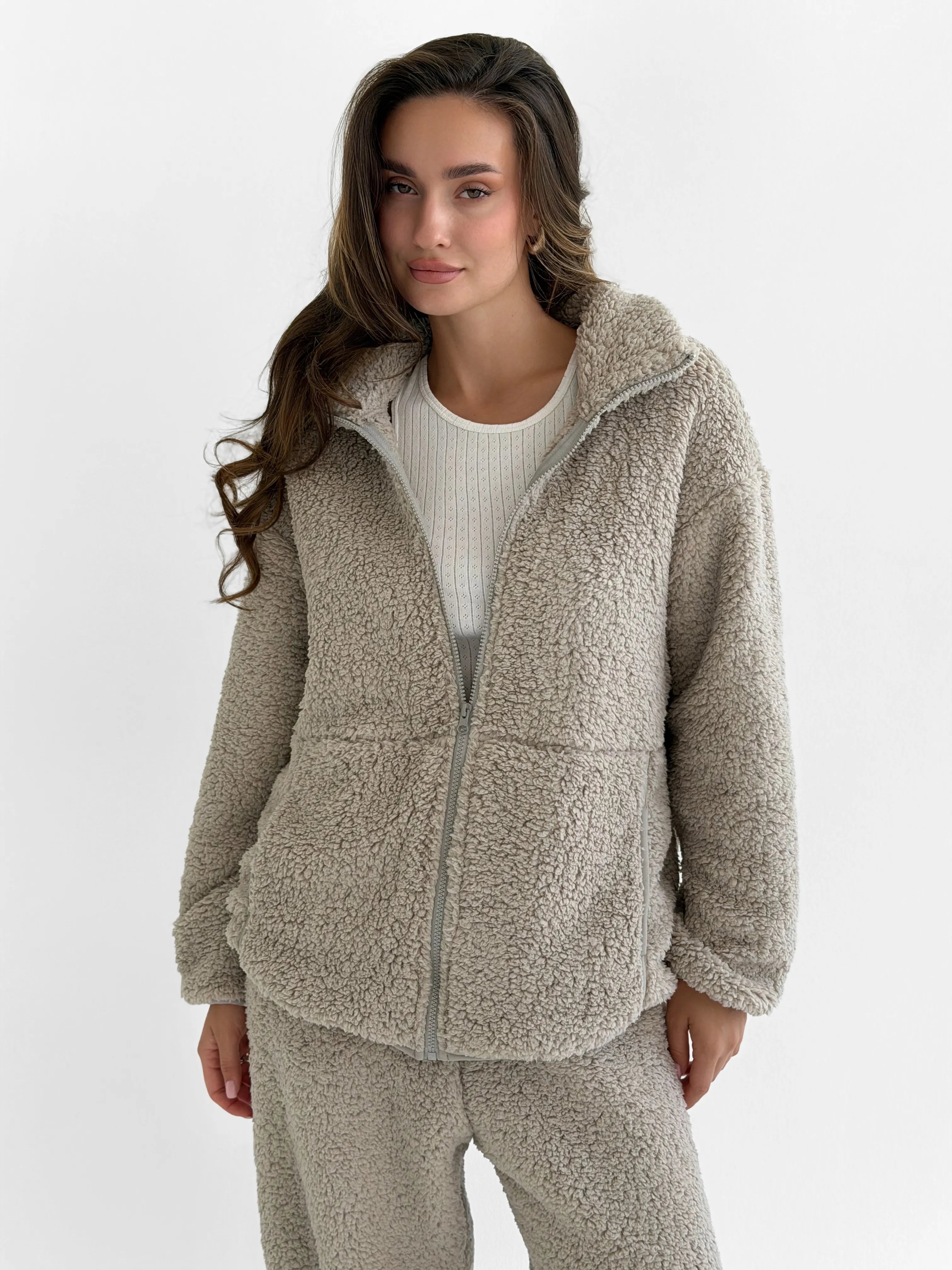 Komplet TEDDY CHMURKA bluza na zamek i spodnie, popielaty
