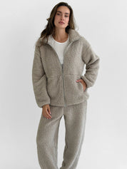 Komplet TEDDY CHMURKA bluza na zamek i spodnie, popielaty