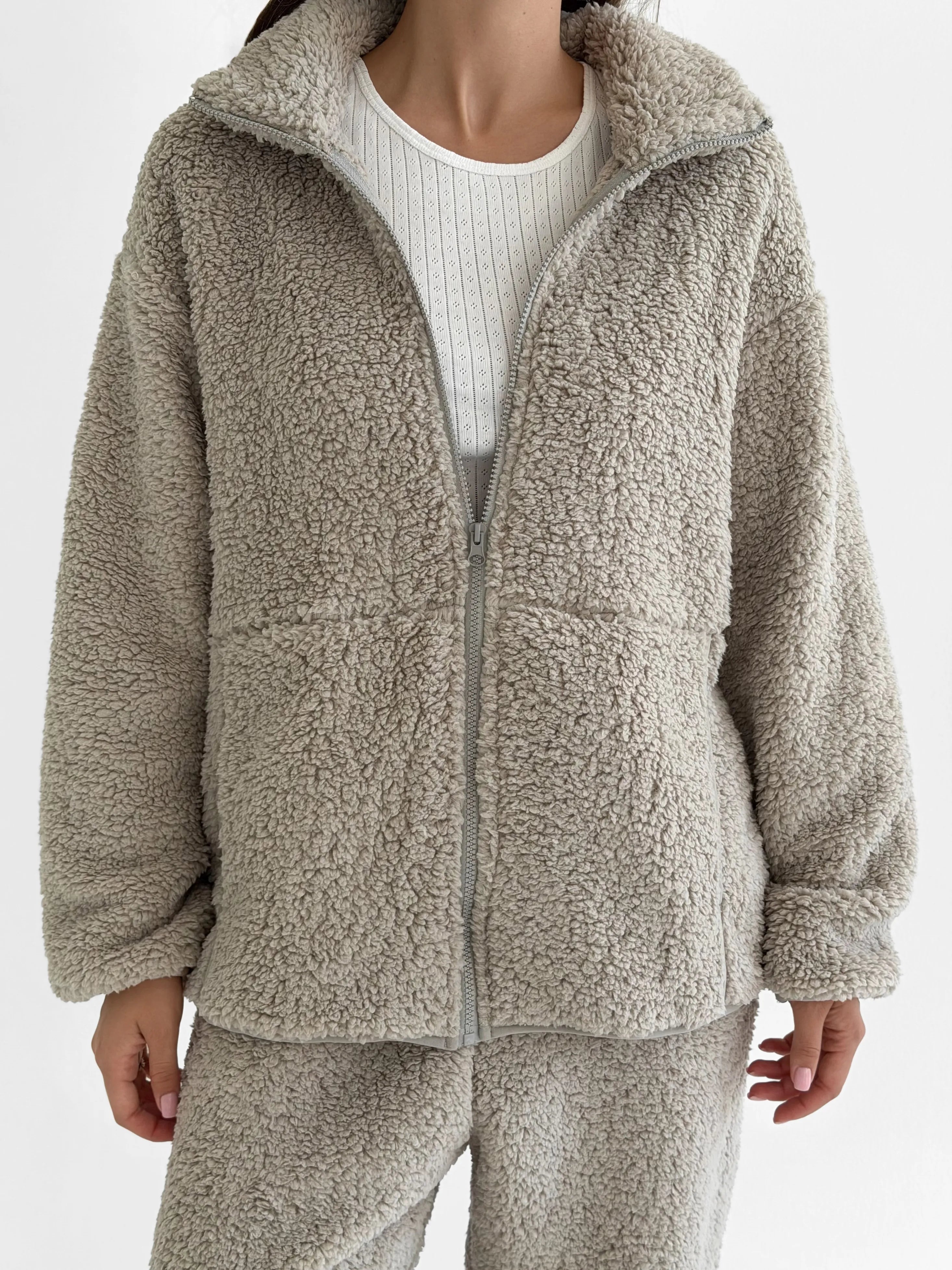 Komplet TEDDY CHMURKA bluza na zamek i spodnie, popielaty