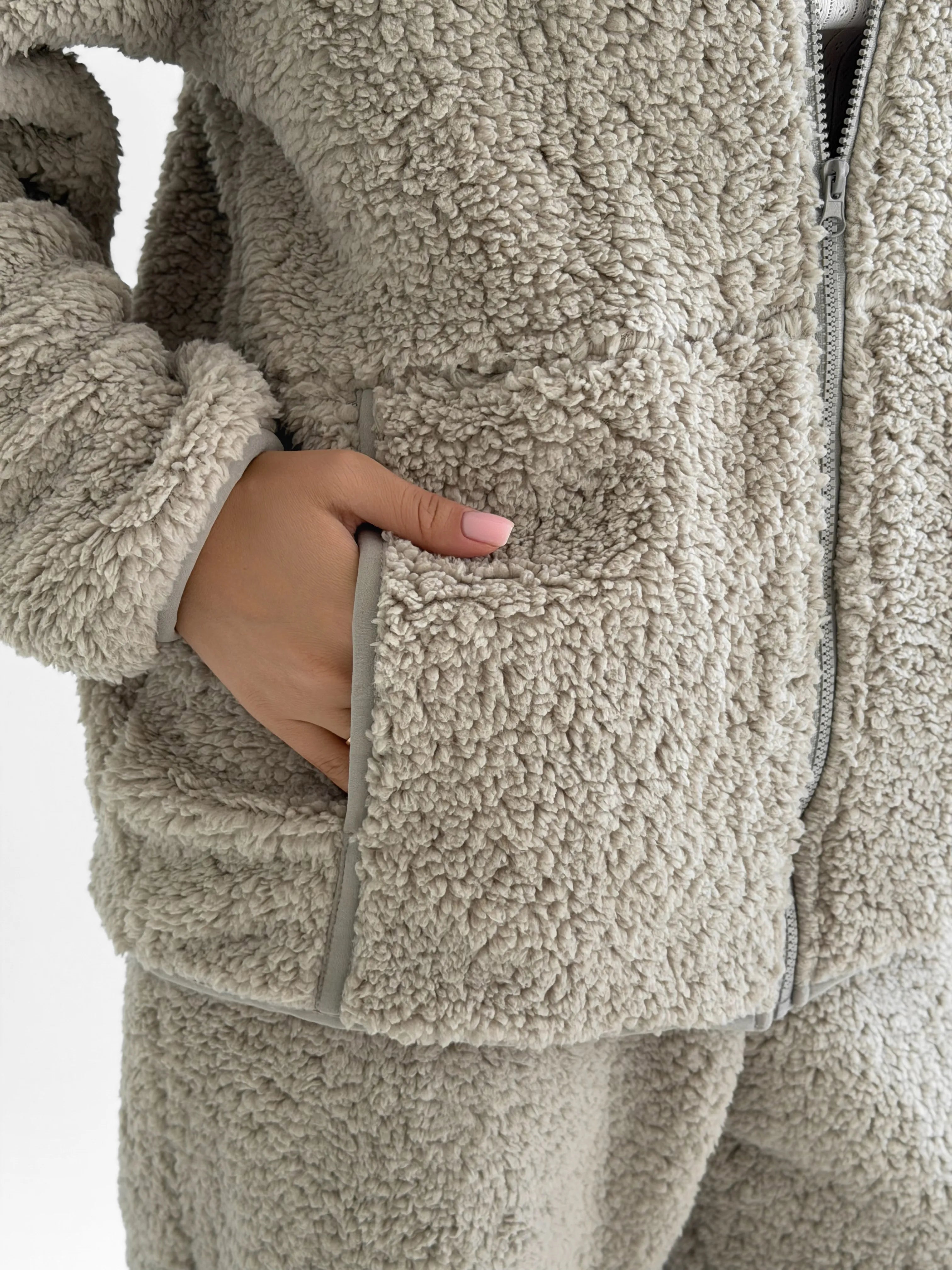 Komplet TEDDY CHMURKA bluza na zamek i spodnie, popielaty