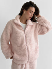 Komplet TEDDY CHMURKA bluza na zamek i spodnie, różowy
