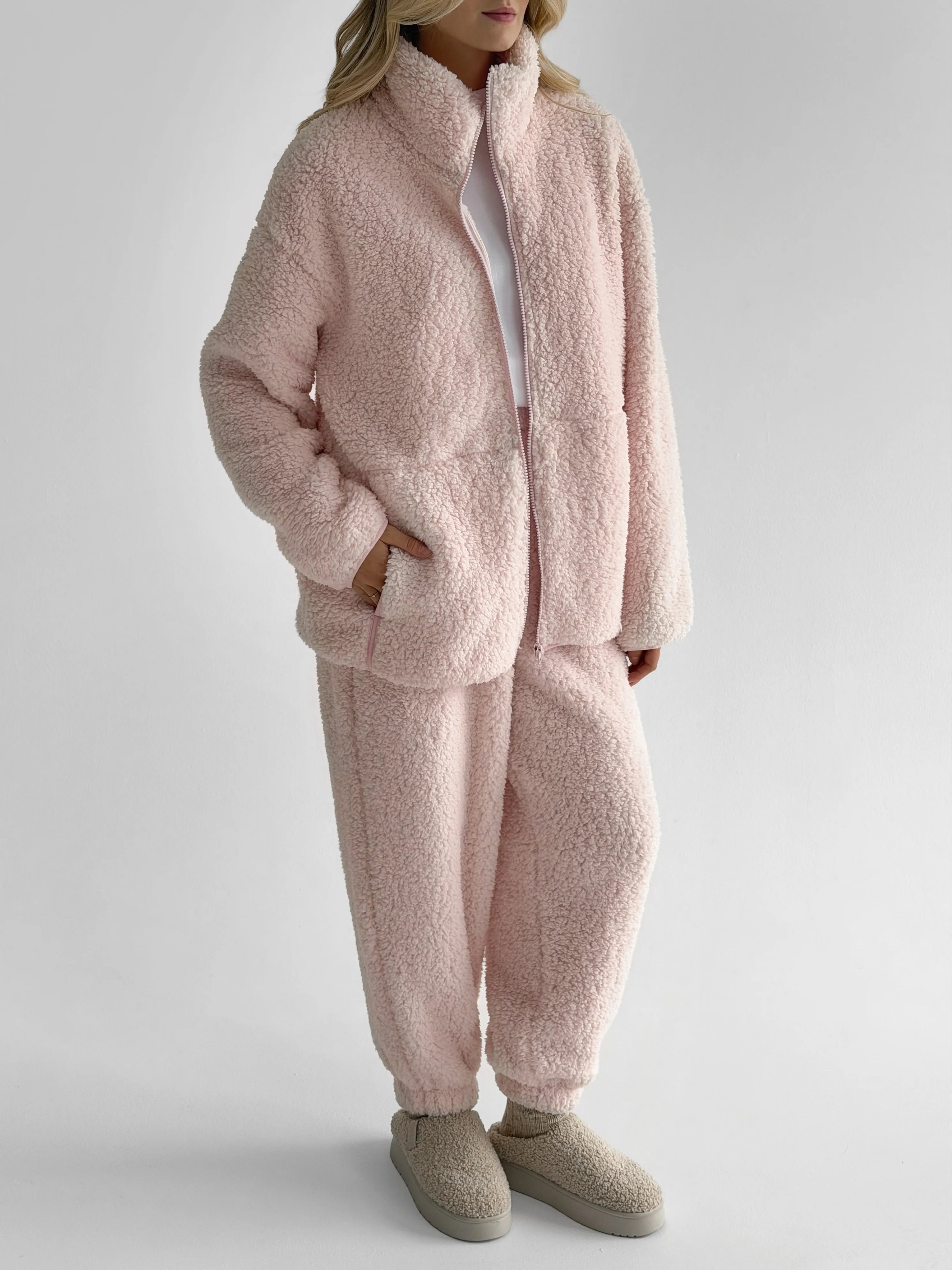 Komplet TEDDY CHMURKA bluza na zamek i spodnie, różowy