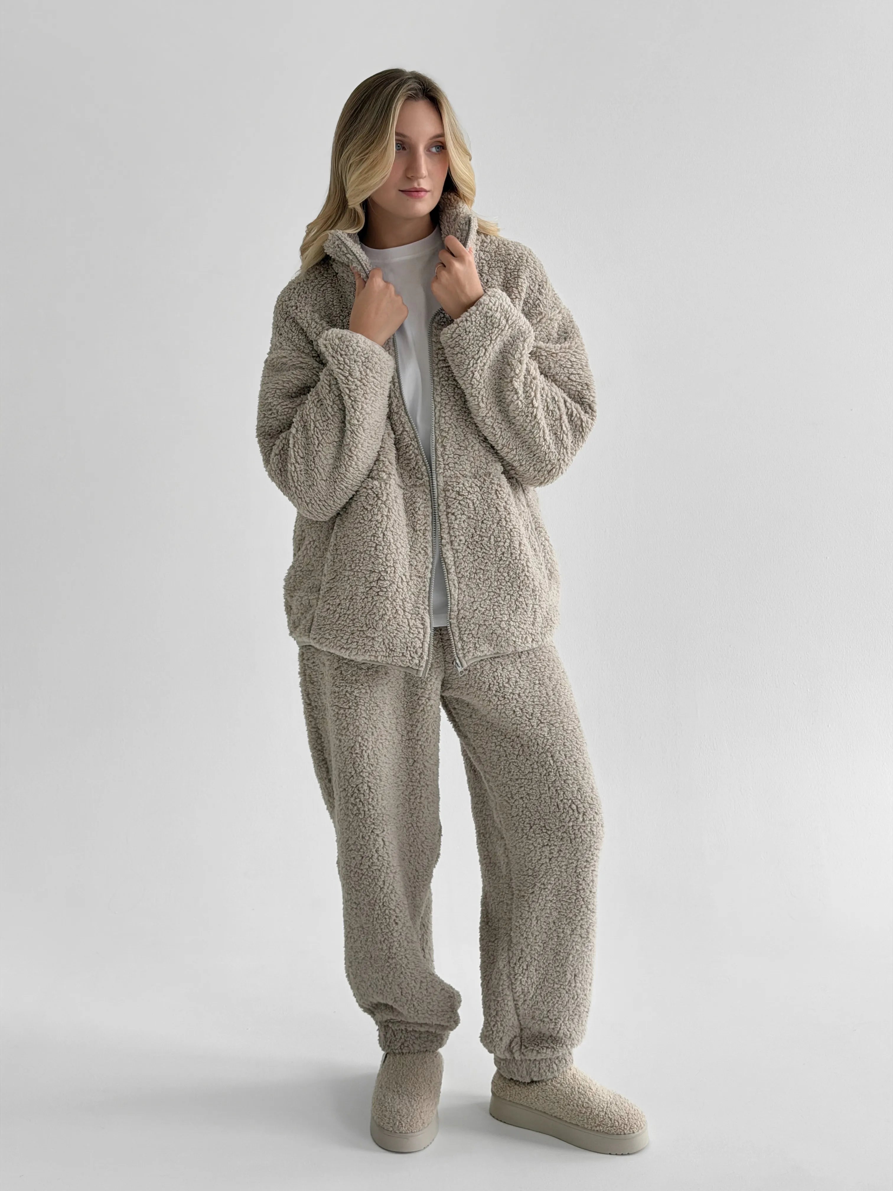 Komplet TEDDY CHMURKA bluza na zamek i spodnie, popielaty