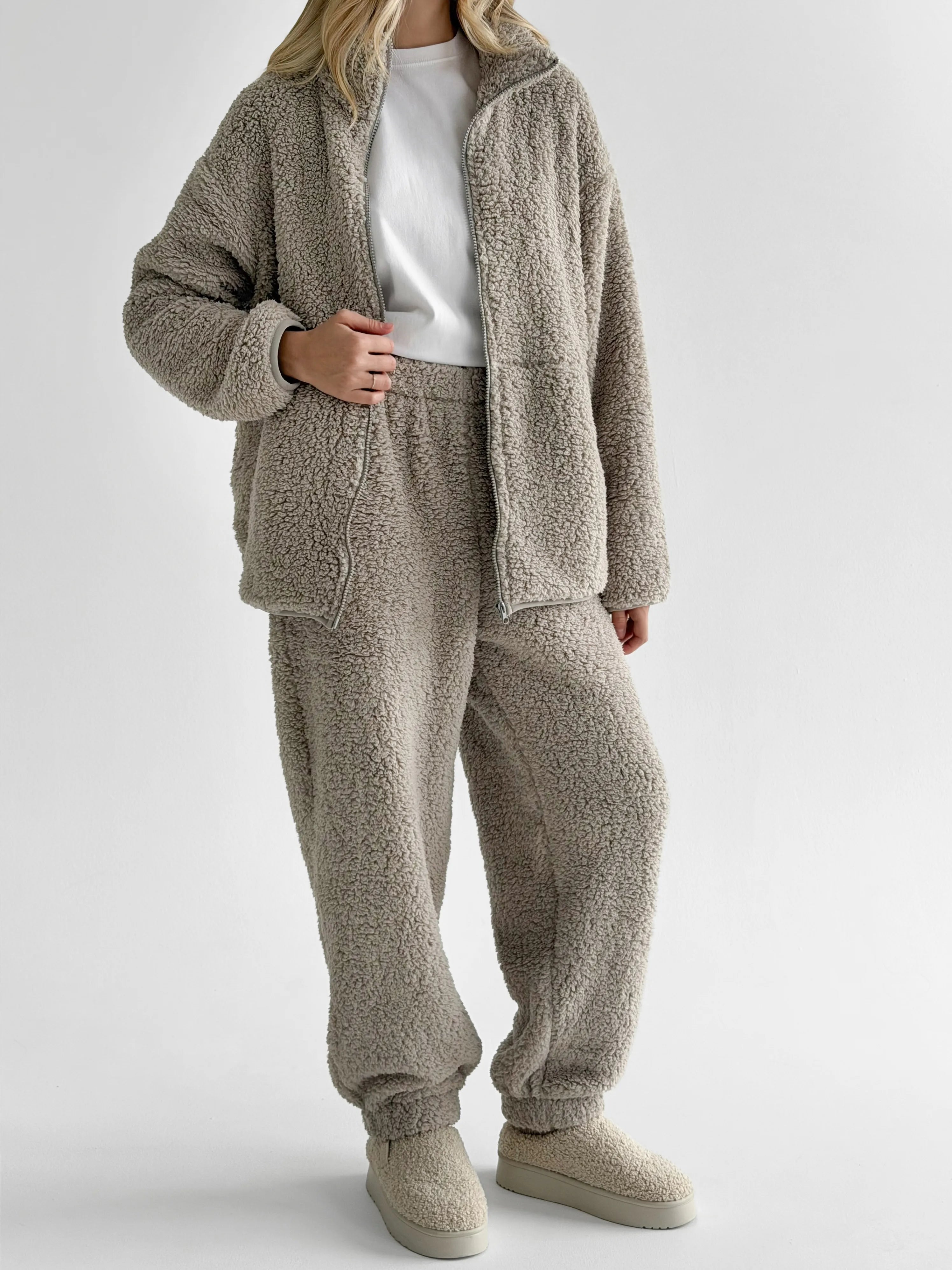 Komplet TEDDY CHMURKA bluza na zamek i spodnie, popielaty