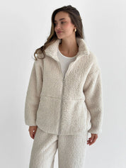Komplet TEDDY CHMURKA bluza na zamek i spodnie, mleczny