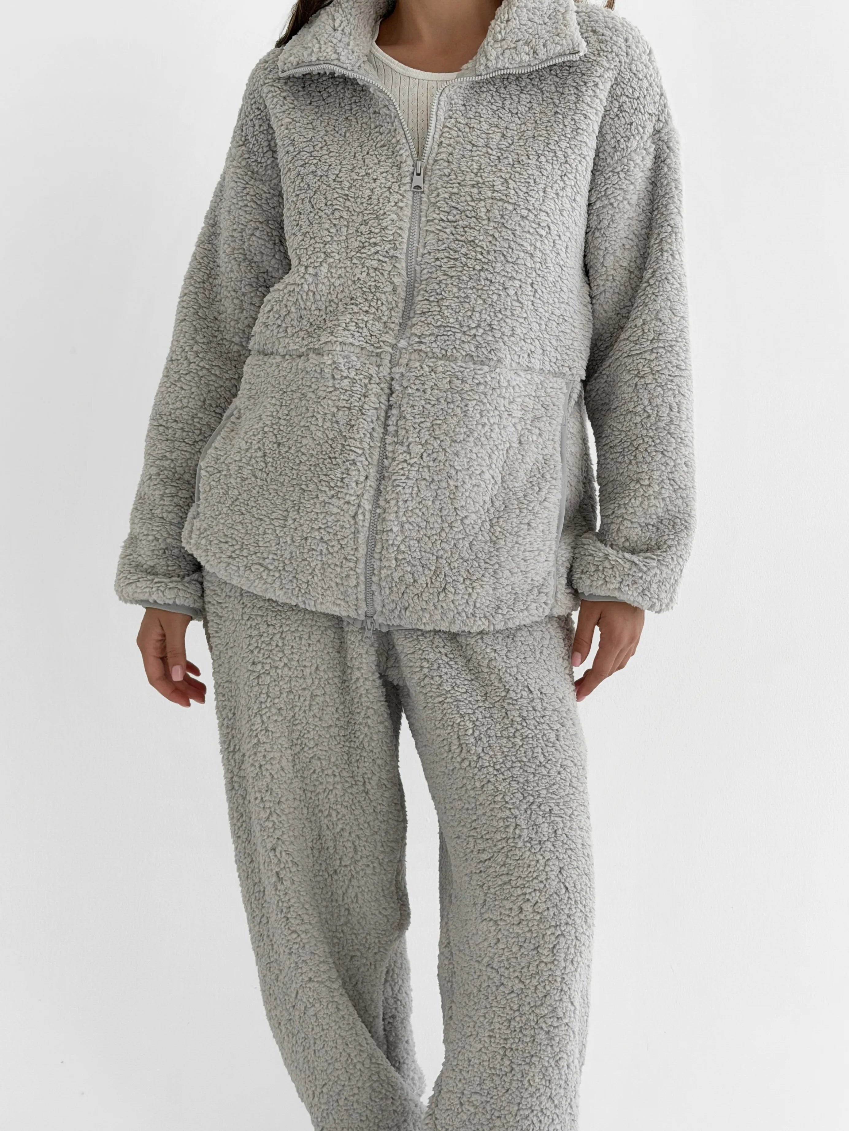 Komplet TEDDY CHMURKA bluza na zamek i spodnie, szary