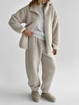Komplet TEDDY CHMURKA bluza na zamek i spodnie, mleczny