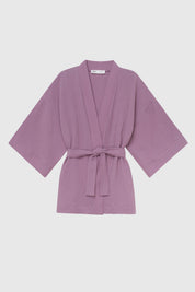 Komplet kimono i szorty muślin dwuwarstwowy, fioletowy