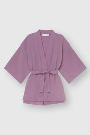 Komplet kimono i szorty muślin dwuwarstwowy, fioletowy