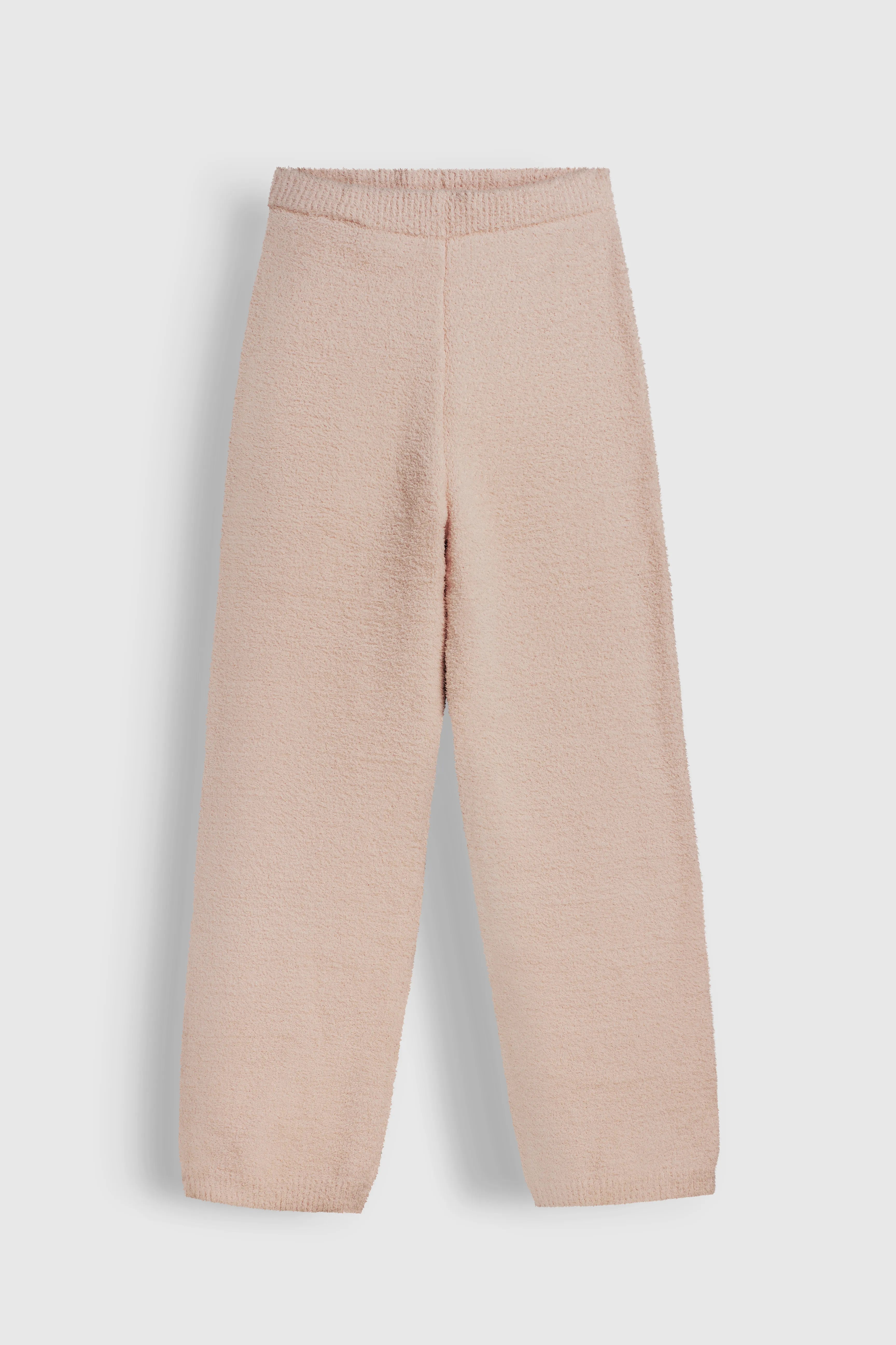 Spodnie Soft dziane, pudrowe
