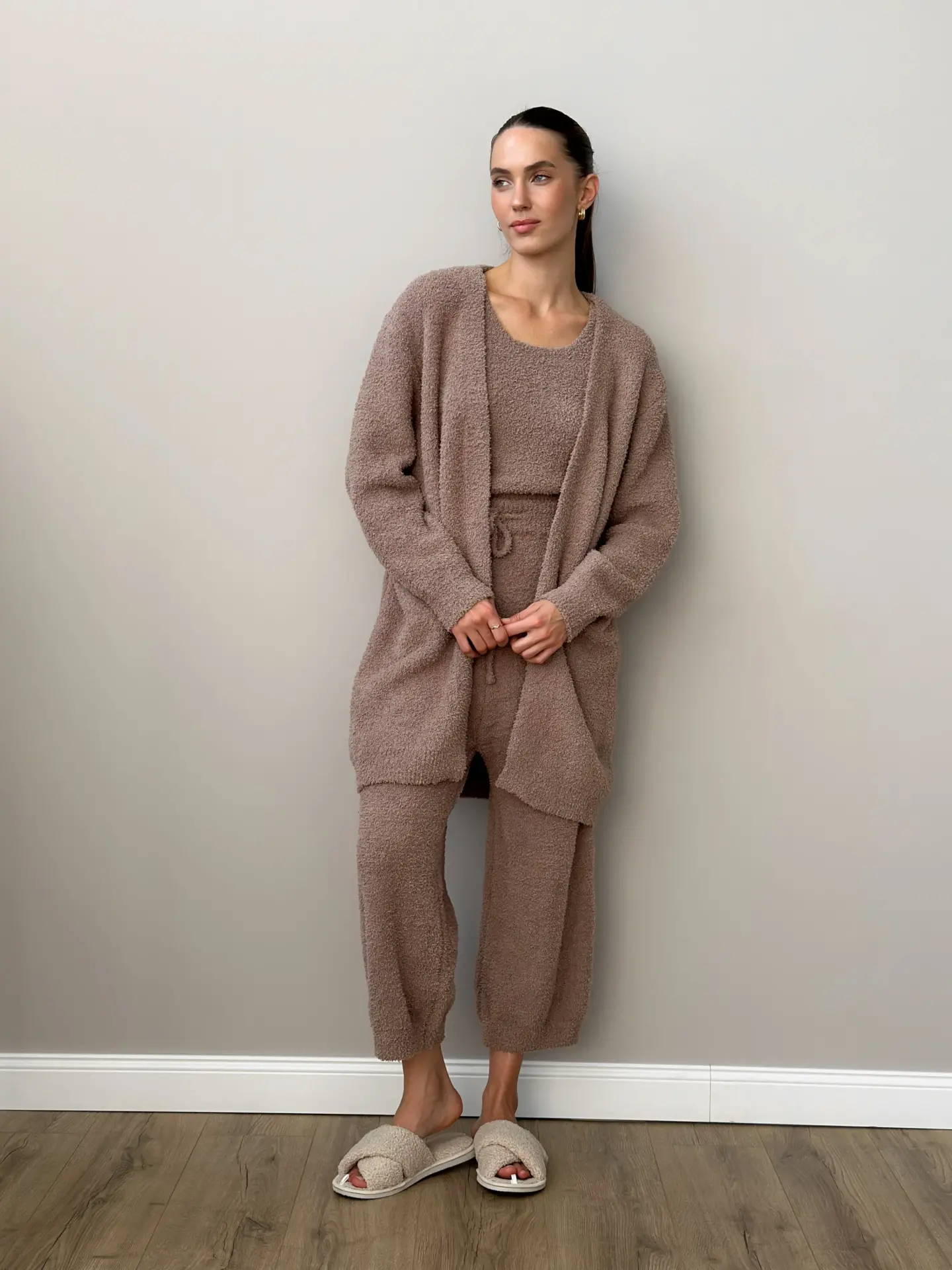 Kardigan Soft z dzianiny puszystej, brązowy