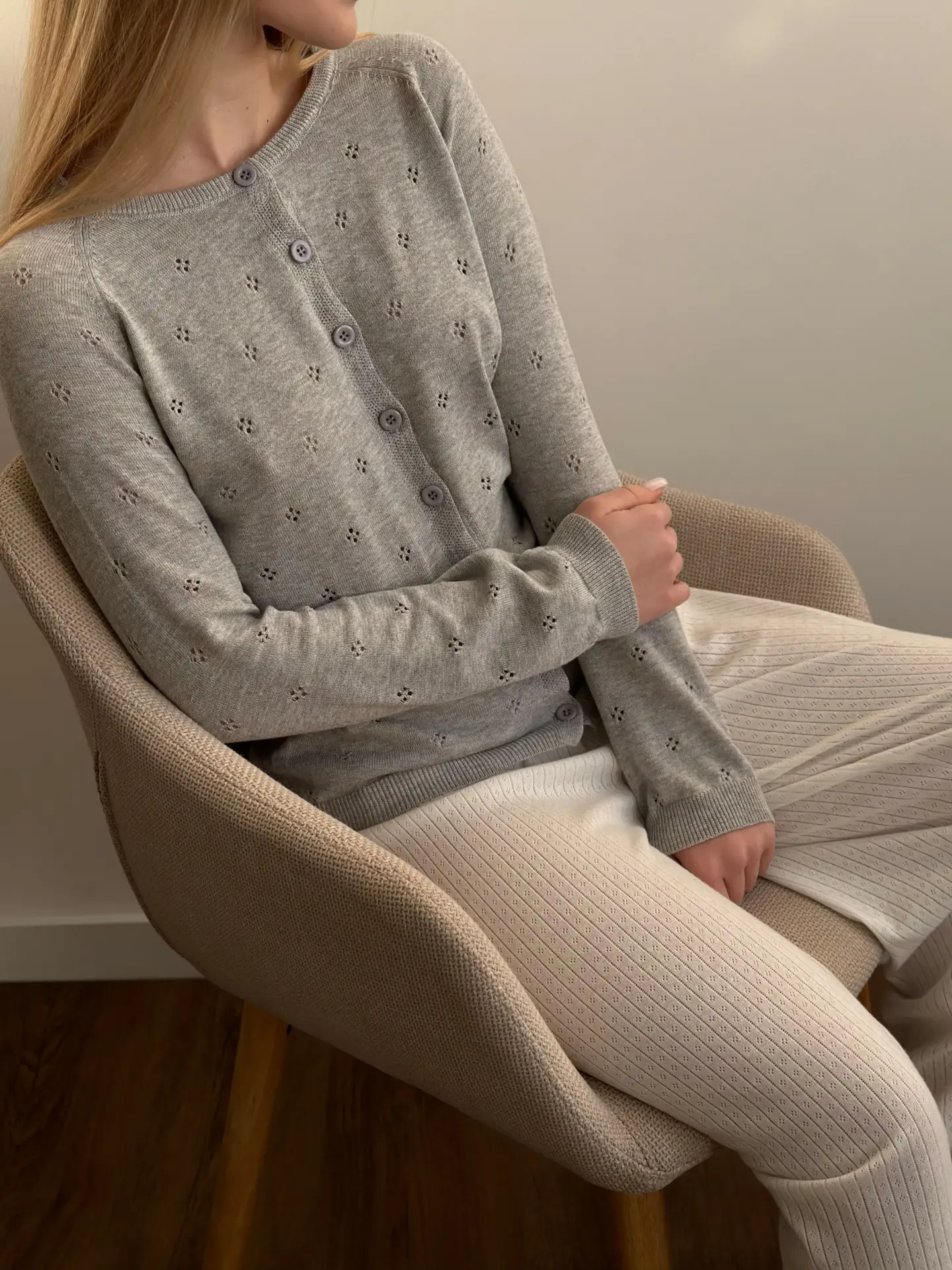 Kardigan na guziki, z bawełny, szary