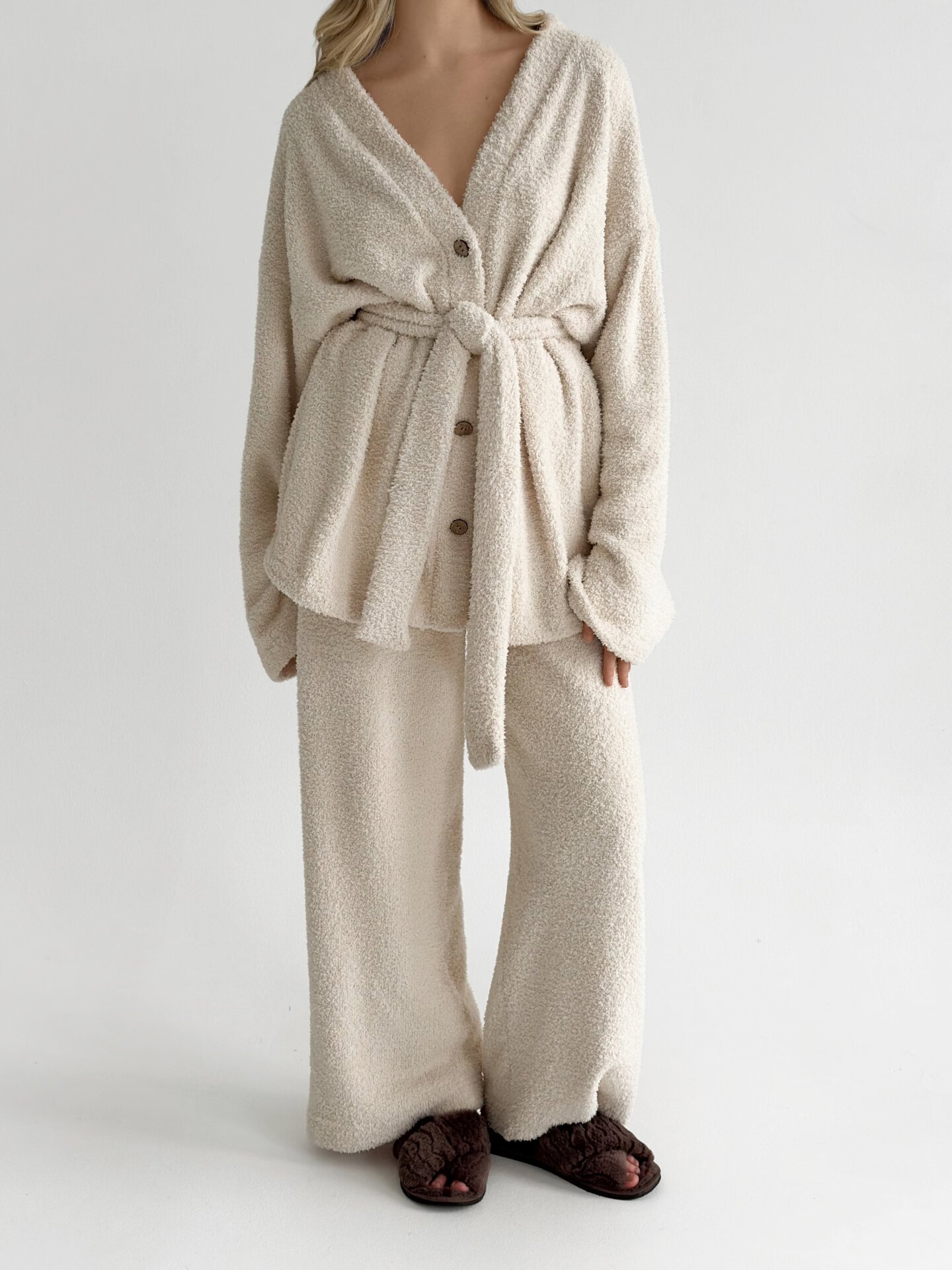 Spodnie Soft z frotte, mleczne