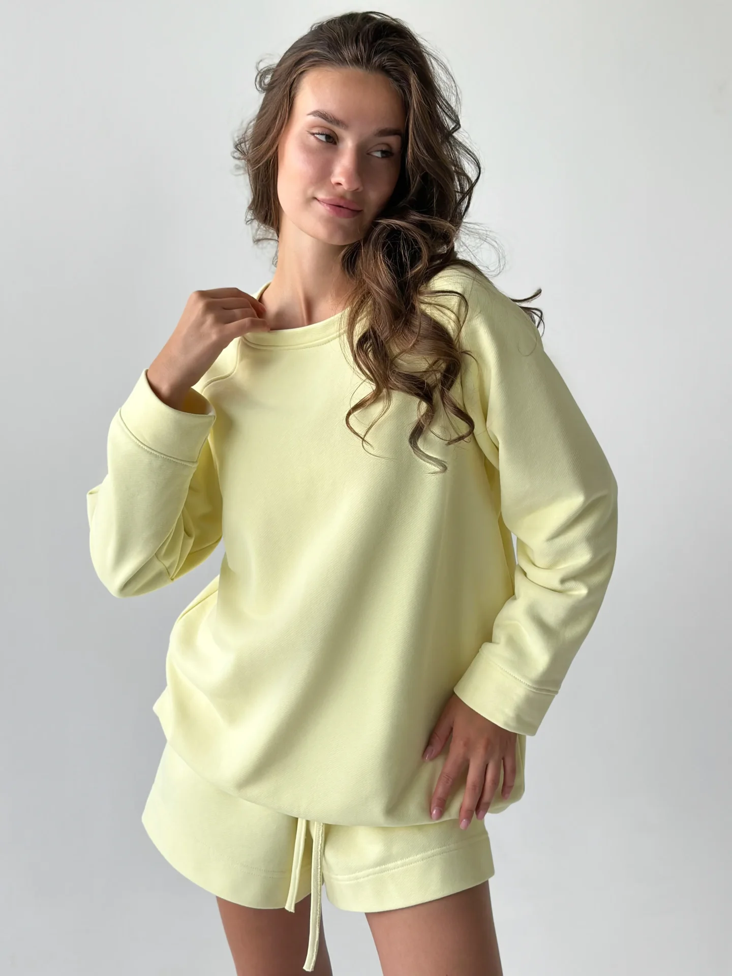 Bluza bez kaptura, z dzianiny 3-nitkowej, cytrynowa